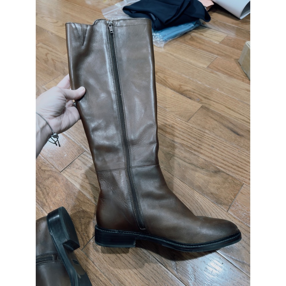 Gianni Bini Brown Leather Studded Tall Riding Boots Womens 7.5M Knee High Zipper - Picture 8 of 9